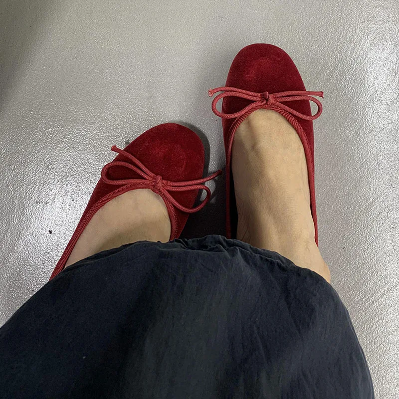 Fashion Silk Women Ballet Flats Shoes Footwear Designer Shallow Female Round Toe Butterfly-Knot Ladies Flats Slides Shoes 5