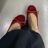 Fashion Silk Women Ballet Flats Shoes Footwear Designer Shallow Female Round Toe Butterfly-Knot Ladies Flats Slides Shoes 5