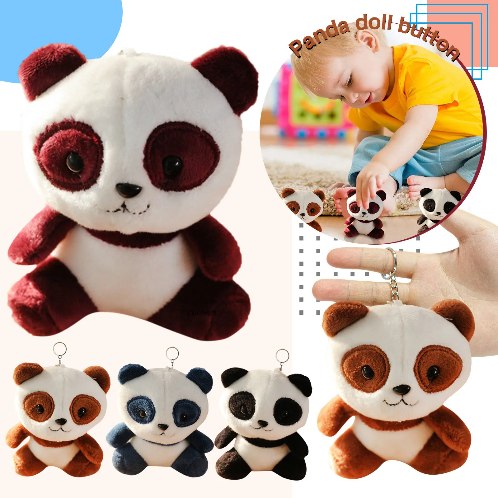 

New Cute Chinese Panda Keychain Cartoon Panda Plush Bag Key Ring Backpack Bag Car Pendant Gift Wedding Party Decoration Ornament