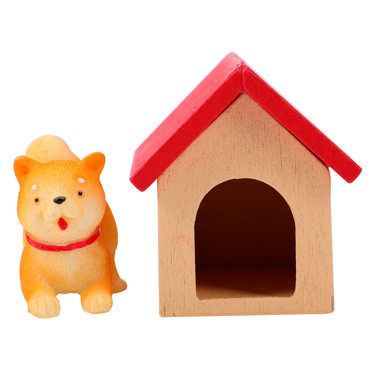 Wooden Model Ornament Mini Akita Kennel Micro Scene Miniature Figurines Home Decor 6 sheets mini roof tile diorama roofing decor micro landscape tiles model wooden