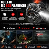 Montre connectée militaire d'extérieur pour hommes, batterie 1400mAh, GPS, suivi SOS, lampe de poche, étanche IP68, appels Bluetooth, nouvelle collection 4