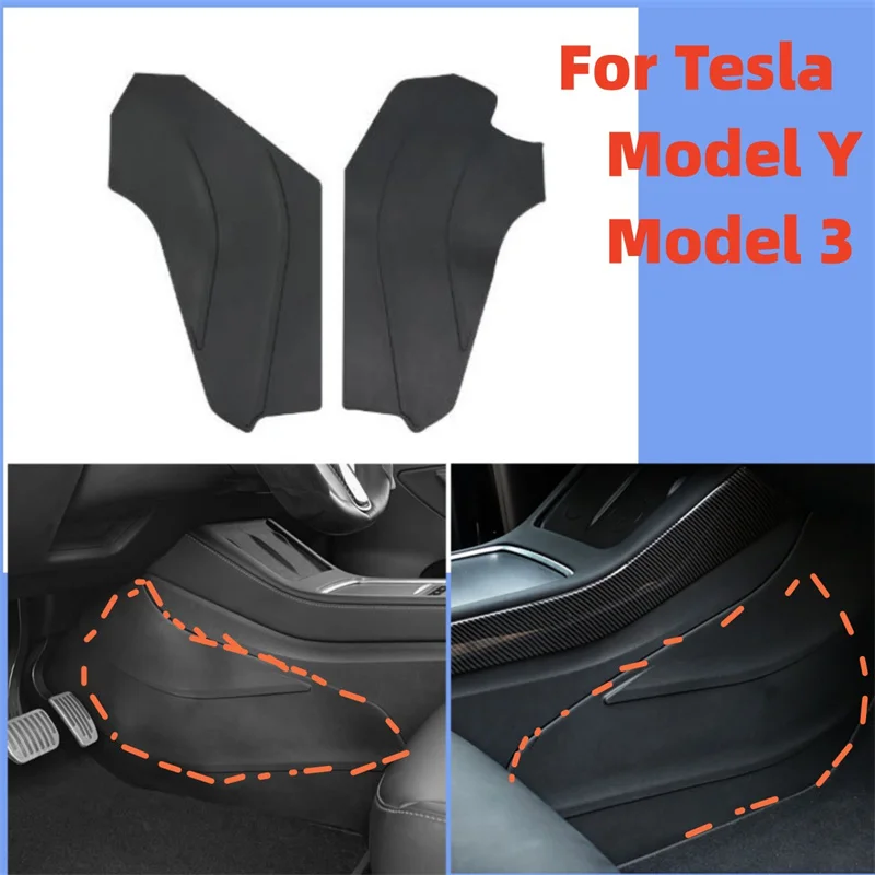 

For Tesla Model Y Model 3 LHD Car Interior Accessories Soft TPE Center Console Side Protector Guard Decoration Scuff Plate 2pcs