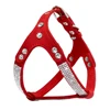 Soft Suede Dog Harness Bling Rhinestone Harness Diamond Leather Pet Harnesses for Small Medium Dogs Cats Red Pink Black 2