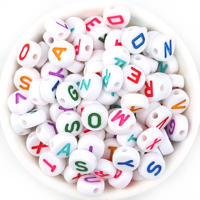 100Pcs Acrylic Flat Letter Beads Alphabet Round Smile Spacer Loose Bead For  Diy Jewelry Bracelet Charm Supplies - AliExpress