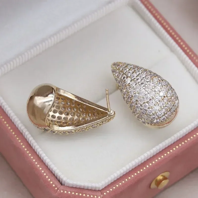 Korea's new design fashion jewelry luxury zircon waterdrop earrings Elegant women's wedding party accessories