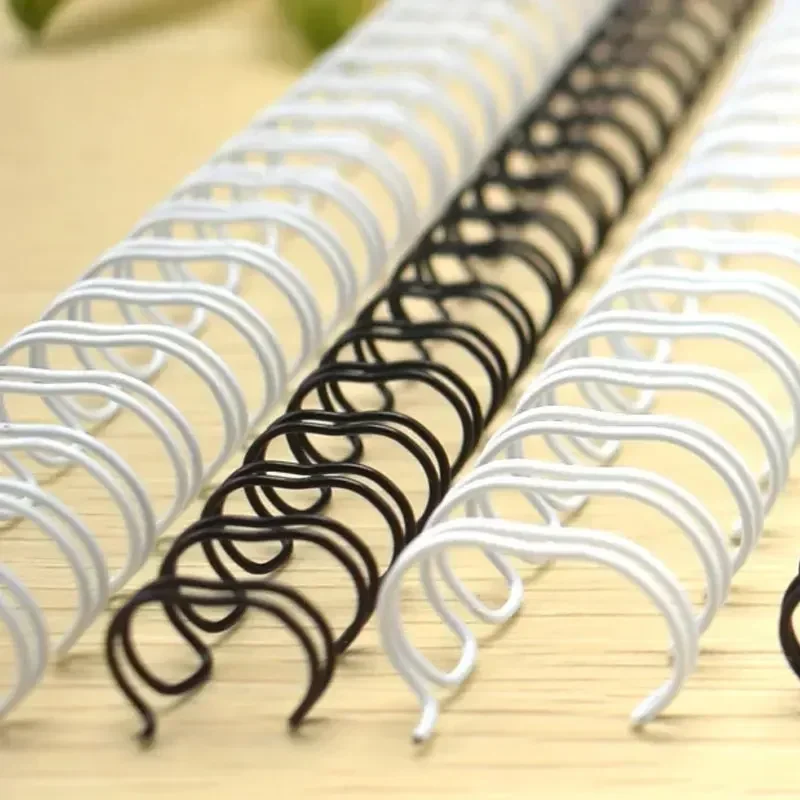 15.9/19/22.2/25.4mm 23 Rings 2:1 Pitch Steel Iron Double Loop Calendar Binding Wires for Loose-Leaf Notebook Office 50Pcs/Box