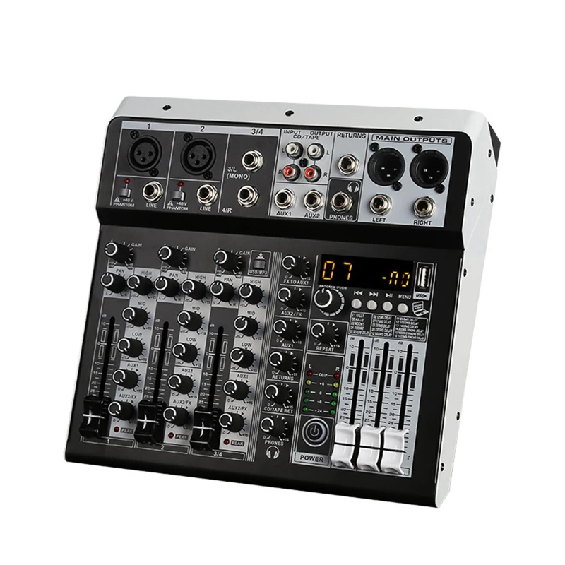 

KP4 Audio Mixer With Effects For Professional Beginners Stereo Input Live Streaming 4 Channel Mixer Stereo Mixer Durable