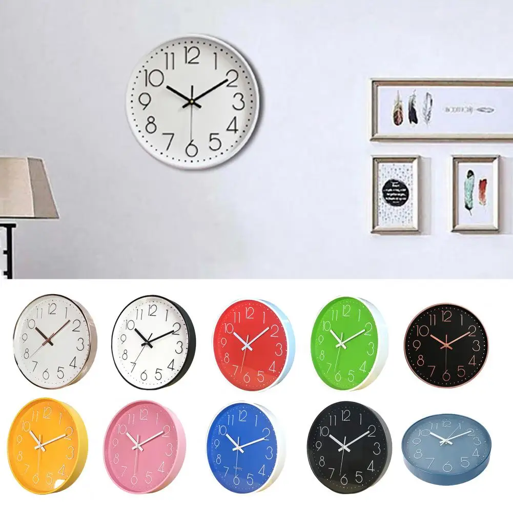 10 Inch Wall Clock Round Hanging Noiseless 3D Number Precise Anti-fog Mirror Surface Quartz Clock Household Supplies Detection