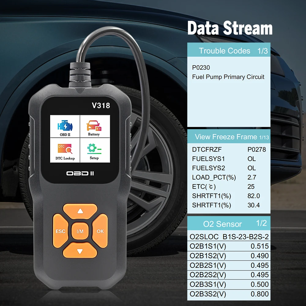 V318 OBD2 Car Diagnostic Scan Tool Automotive ODB2 Code Reader with Russian OBD 2 Scanner Auto Tools PK ELM 327 V 1.5 5