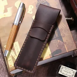 Vintage Handmade Leather Pen Case - Luxury Retro Stationery Organizer and Business Gift (Brown)