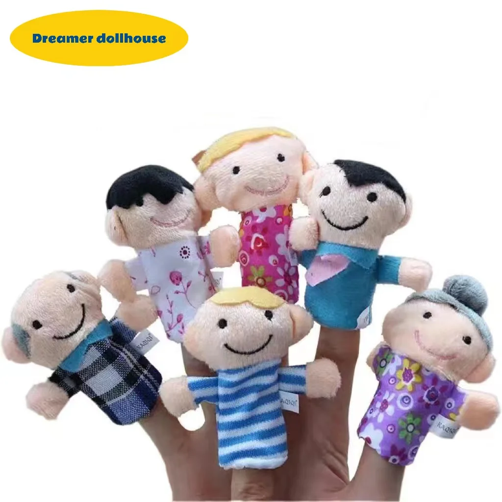 

6PCS Cartoon hand puppet doll finger puppet baby children baby story early education educational doll plush toy
