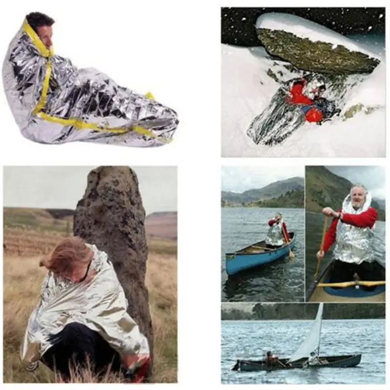 Emergent Blanket Thermal Outdoor Survive First Aid Kit Space Foil Camp Hike Mountaineer Bug Out Bag Heat Retain