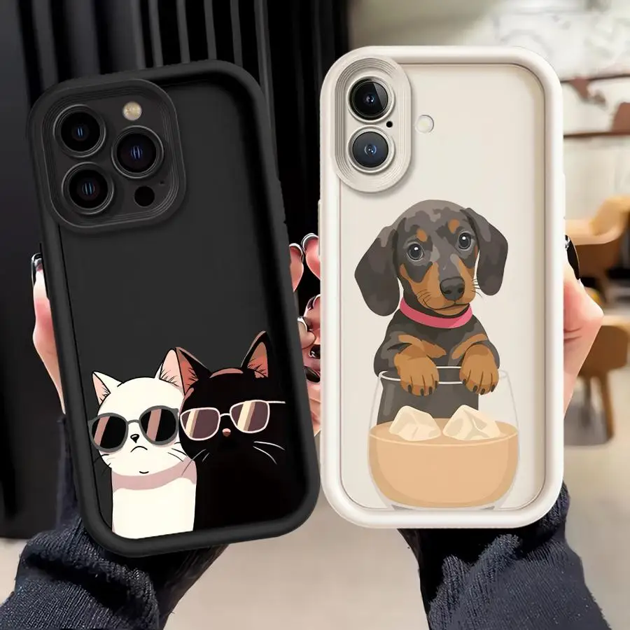 Cartoon Dog & Cat Soft Phone Case Cover