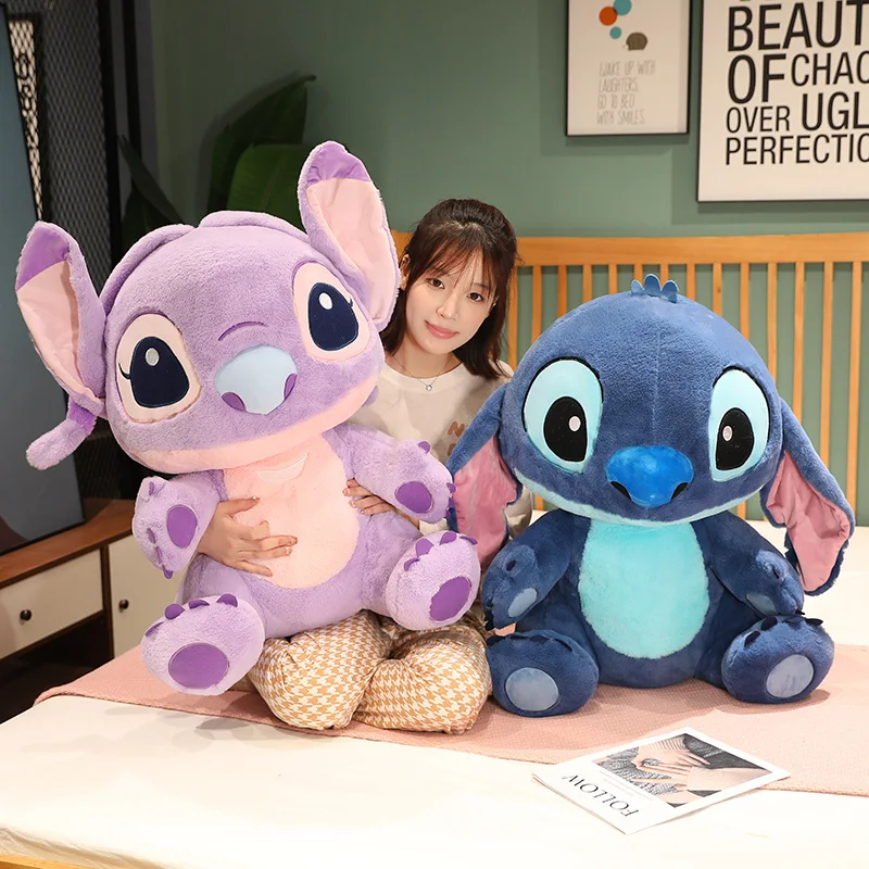 30/45/60/80cm Disney Cartoon Kawaii Lilo & Stitch Pink Angel Plush Toys  Sleeping Pillow Birthday Gifts For Children Friends