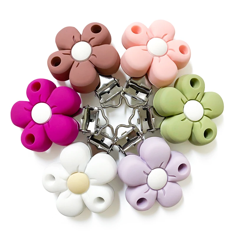Pacifier Clip 3/10pcs Silicone New Pacifier Clip Flower BPA Free DIY Baby Teething Teether Necklace Bead Molar Accessories Dummy Holder Clip sensory chew necklaces silicone teething beads silicone teething toys teething toys baby teething toys pacifier clips silicone teether silicone beads