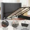 Lift up Storage Bed Frame Queen Size,Upholstered Platform Bed Velvet with Channel Tufted Wingback Headboard,No Box Spring Needed 6
