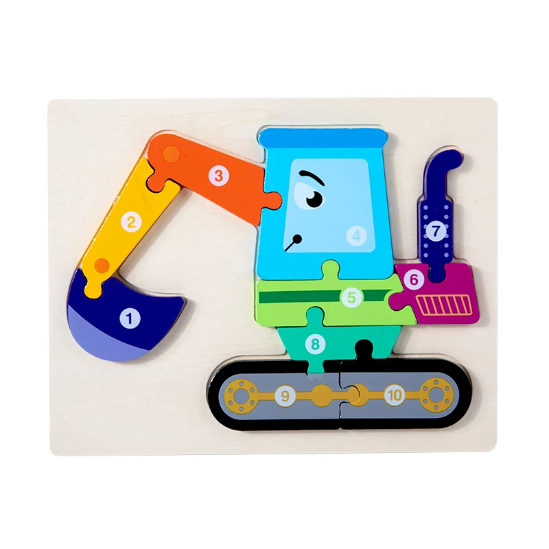 3D Puzzles Dinosaur Animal Vehicle Wood Jigsaw Puzzle Game Kids Learning Montessori Educational Toys Baby Wooden Toys