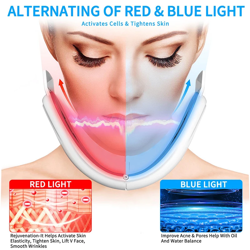 New EMS Microcurrent Electric V-Face Machine Face Lifting Device Hot Compress Vibration Facial Massager Double Chin Remover Tool