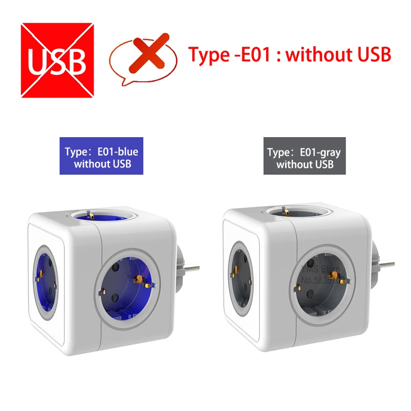 Massfa Multi USB Power Strip Cube with 4 Outlets - High-Power Extension Socket