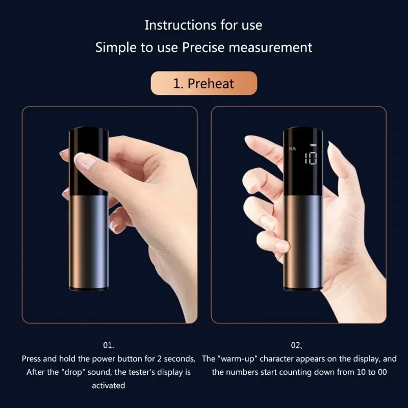 Portable Breathalyzer Tester with 3-Color Screen Display Non-Contact Breathalyzer Personal Accuracy Breath Alcohol Tester