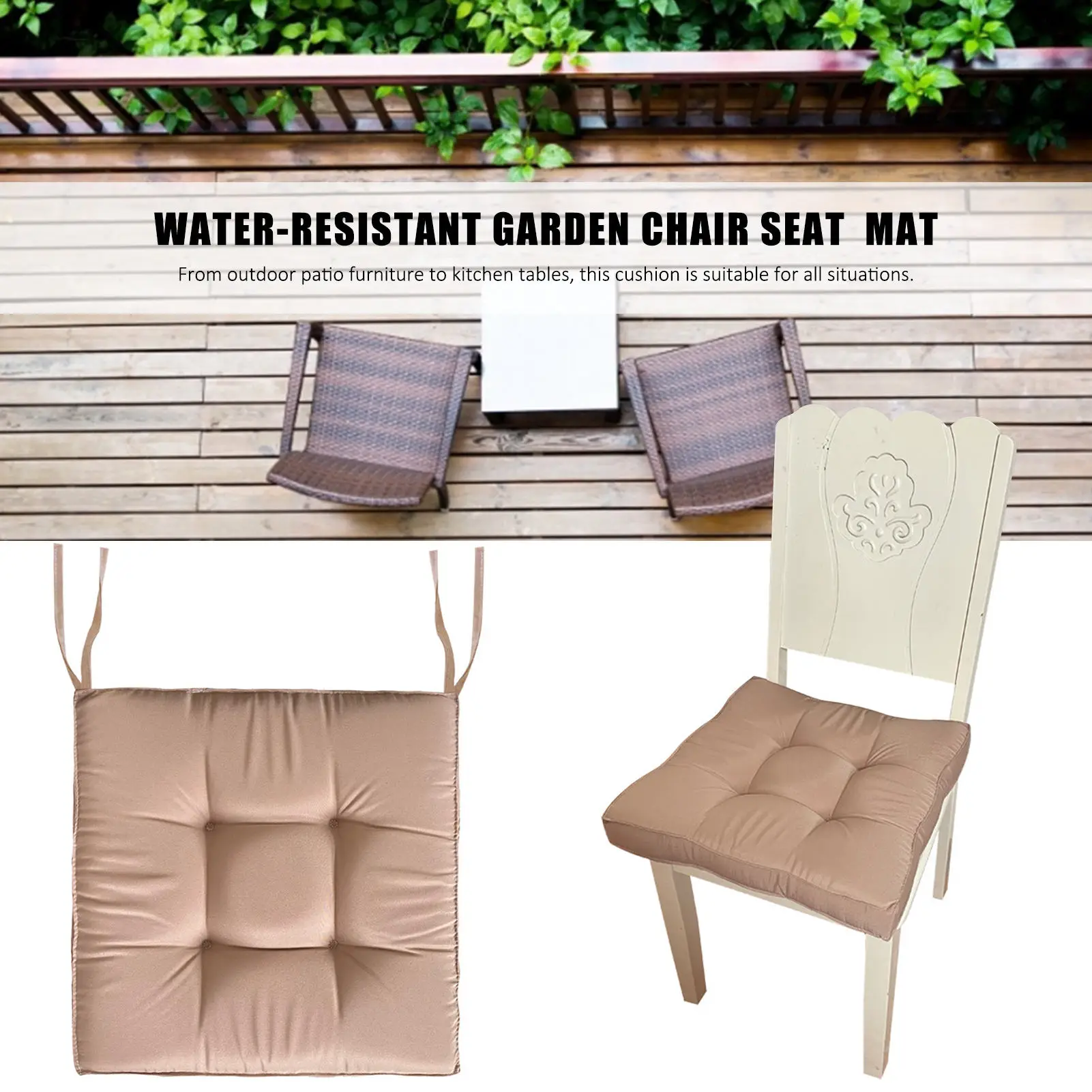 45x45cm Garden Chair Seat Cushion Water-Resistant Patio Chair Tatami Mat Thick Solid Color Sanding Sofa Cushion Hip 4