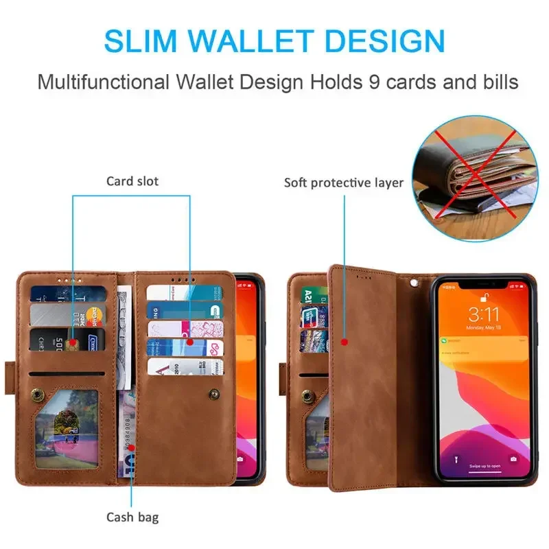 For Nokia X30 5G Multi Card Slot Zipper Wallet Leather Case for Nokia G60 Flip Cover Nokia G22 G21 G11 G10 G20 G 60 X30 Funda