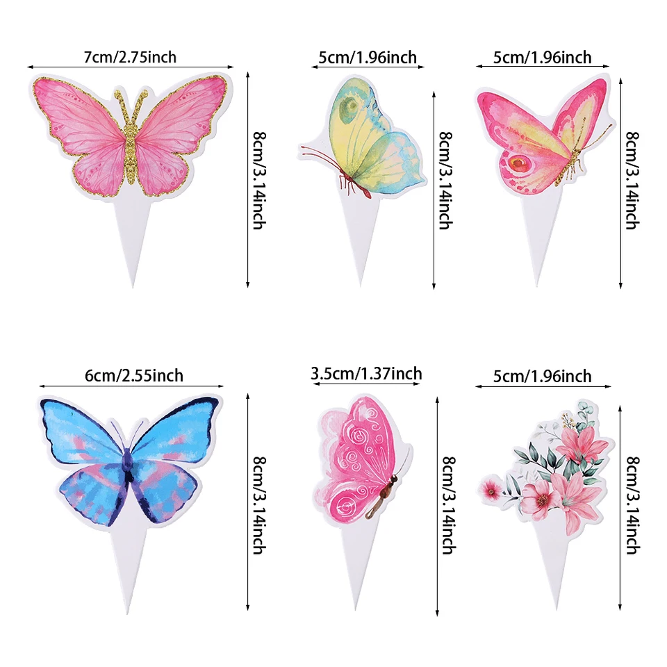 21 pezzi decorazione torta farfalla Cupcake Topper farfalle rosa decorazione torta Topper torta stuzzicadenti Muffin Deco Cake Pin Cake Topper per 1,2,3,5. anni Baby Girl battesimo festa di compleanno