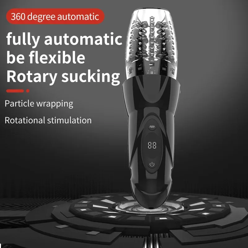Men's Masturbation Cup with LCD Display Screen Fully Automatic Rotating Telescopic Suction Penis Exercise Device Adult Sex Toy