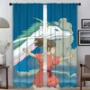 Elegant Room Curtains 2 Pieces Spiriteds Away Window Curtain Tulle for Bedroom Partition Shades Home Interior Curtains Living 1
