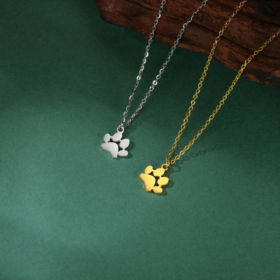 Collana con impronta di zampa in argento sterling placcato oro: gioielli per cani e gatti - Italia