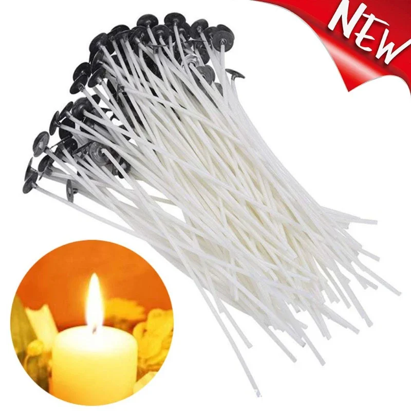 

100pcs Scented Candle Wick Smokeless Soy Oil Wax Core DIY Handmade Woven Making Candles Supplies