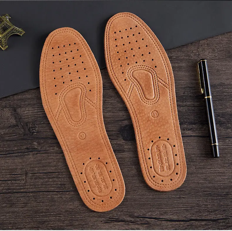 1 Paar bequeme Deodorant-lässige Leder-Einlegesohlen aus Rindsleder für Schuhe, Herren, Füße, hochwertige flache Schuhsohle aus echtem Leder – Detail 10