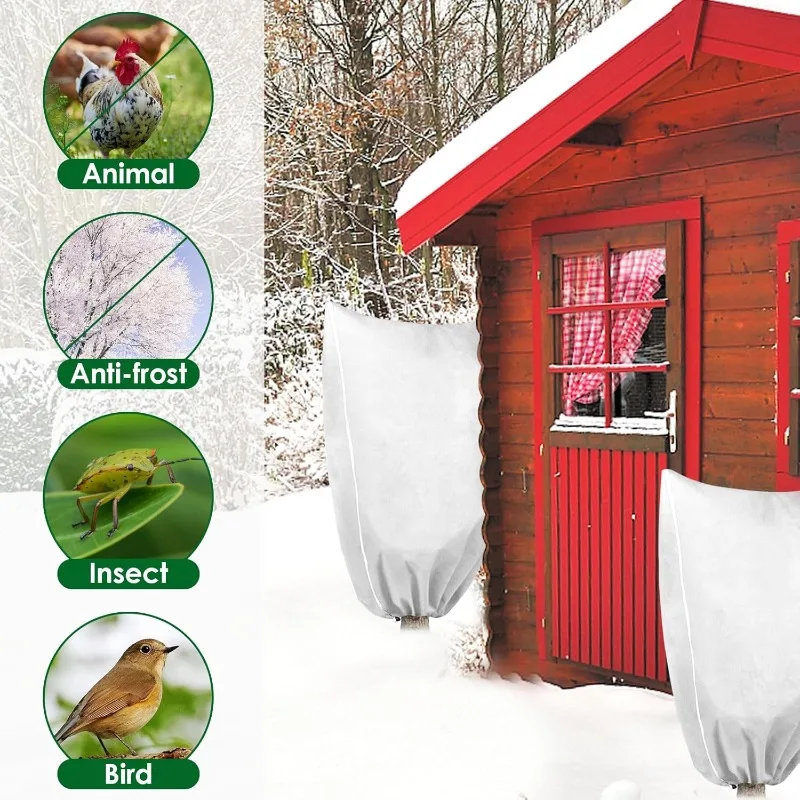 Winter Plant Cover Drawstring Zip Multi-size Tree Cold Frost Protection Bag