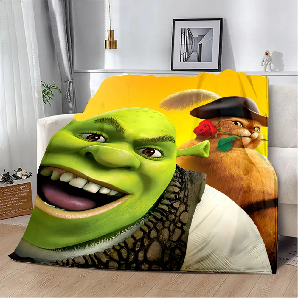 Funny Cartoon Shrek Printed Blanket Picnic Blankets Warm Blanket Soft and Comfortable Blanket Home Travel Birthday Gift 5