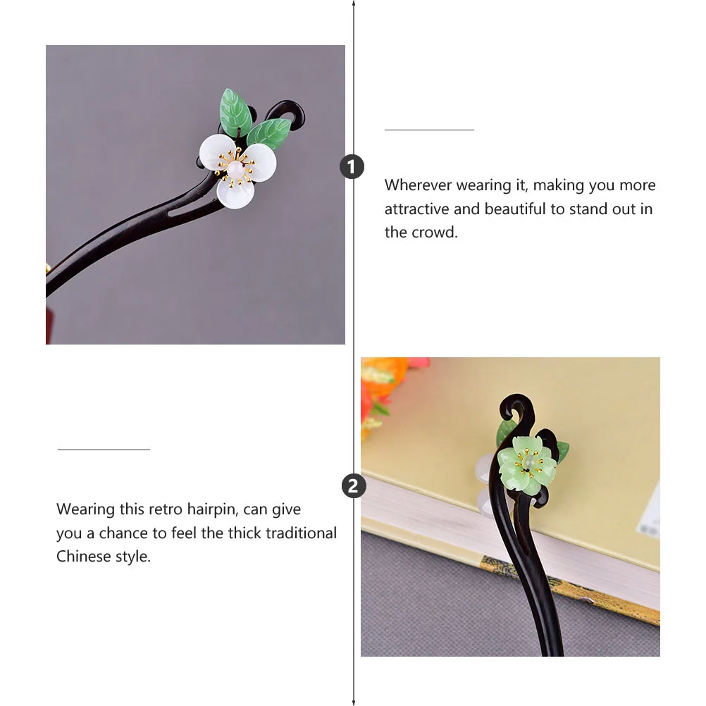 Hairpin Chinese Style Retro Decor Vintage Traditional Hairpin Ebony Wear Fashion Simple Stick Miss 4