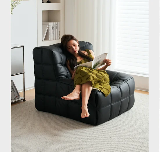 Одноместный диван с вафельным диваном, искусственная кожа, роскошный простой маленький вельветовый замшевый диван для балкона, кресло для отдыха