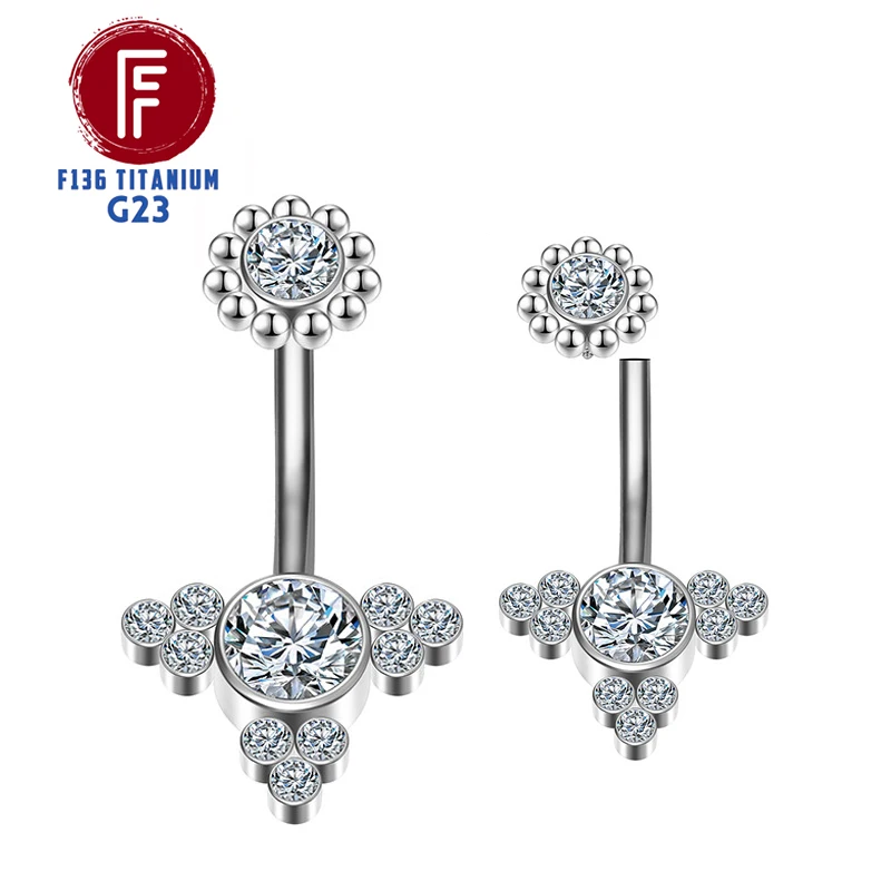 

F136 Titanium Piercing Belly Button Ring Hinged Segment Women Septum Zircon Industrial Sexy Helix Labret Clicker Body Jewelry