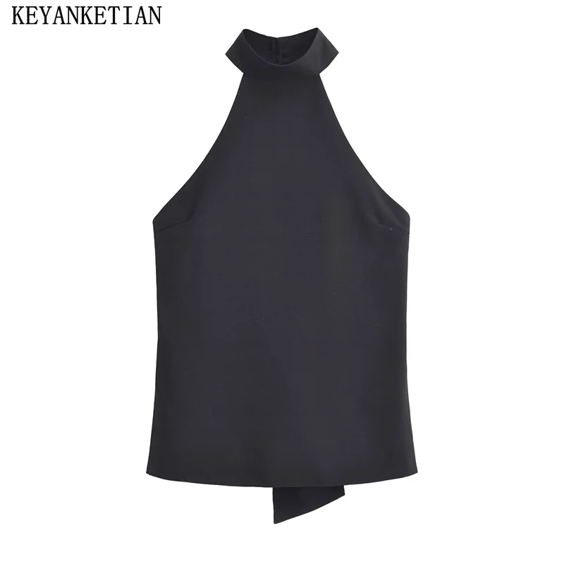 

Новинка 2024, Женский бандажный корсет KEYANKETIAN с открытой спиной, летний пляжный костюм, пикантная черная кофта для девушек, короткий топ, жилет