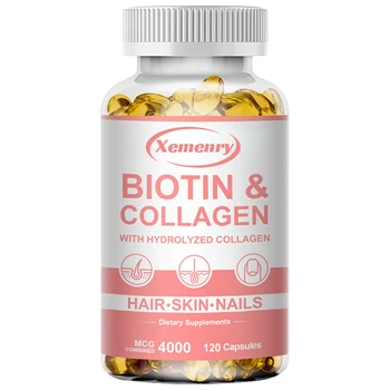 Xemenry Biotin and Collagen Supplement, Vegan Capsules Non-GMO, Gluten-Free