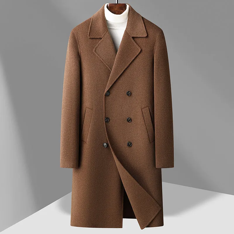Men Classic Elegant Sheep Wool Coat Timeless Style Cashmere
