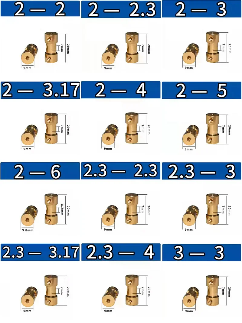 Shaft Coupler Brass Transmission Joint Connector Sleeve Adapter 2mm-6mm