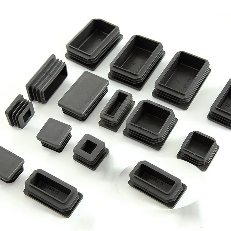 Uxcell 20pcs Black Plastic Rectangular Tube End Caps - 20mm X 40mm Blanking Inserts For Tubing & Furniture