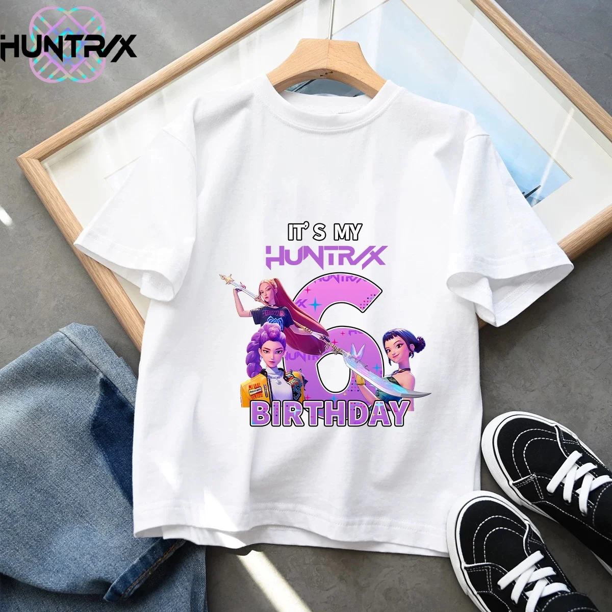 T-shirt Kpop Demon Hunters Number Kawaii Rumy pour filles, vêtements d'anniversaire, tenue de fête, tee-shirt d'été à manches courtes en coton, boutique de vêtements pour enfants