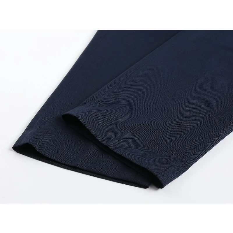 KIDWHXR Herren 2-teiliges Anzug-Set Stehkragen Einreihiger Blazer Gerade Hose Retro Einfarbiges Hochzeits-Bühnenoutfit – Detail 12