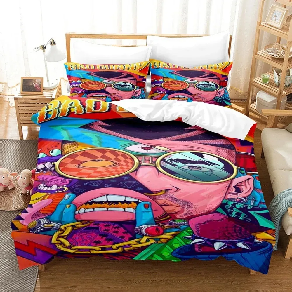 Bad Bunny Un Verano Sin Ti Duvet Cover Set Fashion Canvas Painting Bedding Set,Adults Teens Full Queen Size Comforter Cover Sets 4