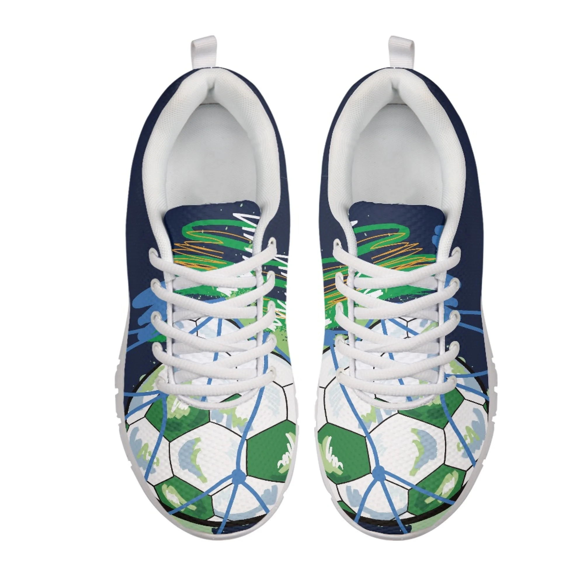 Yikeluo 2022 Casual Lace up Mesh Sneakers Male Football Frint Flat Shoes Breathable Casual Running Shoes Sport Footwear for Men