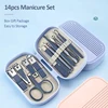 14 Piece Deluxe Manicure & Pedicure Set Pink And Blue Stainless Steel Nail Scissors, Clippers, Ear Digging Spoon for Men & Women 3