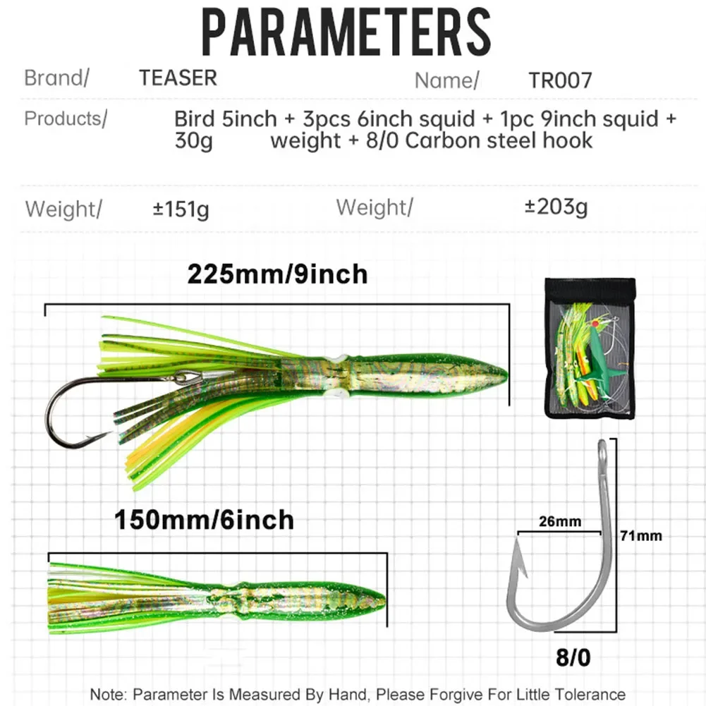 Big Game Fishing Lure Rigged Feather Trolling Lure Squid Tuna Daisy Chain Saltwater Artificial Bait Pesca Fishing Tackle Parts - 2