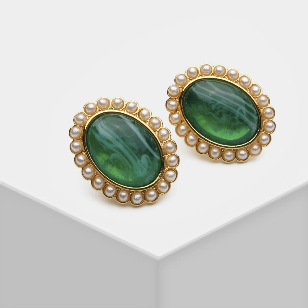 

Vintage design coloured glaze mini pearl earrings