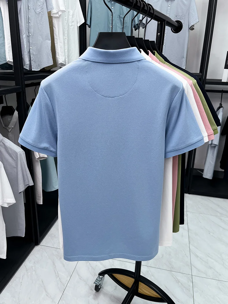 Luxury 100% cotton men's short sleeve polo shirt fashionable stripes comfort texture summer new high-end business casual T-shirt 16 S394edec2d0d94ad1b3dc6e55a92bacd7e